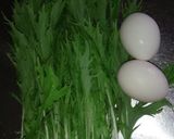 簡単！水菜＆卵のにんにく炒め♡作り方1写真