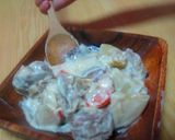 フライパンで肉団子と根菜の味噌クリーム煮作り方6写真