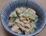 レンジで簡単、鶏とキュウリのゴママヨ和え作り方5写真