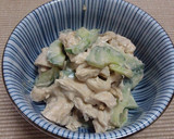 レンジで簡単、鶏とキュウリのゴママヨ和え作り方5写真