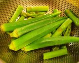 オクラとアスパラの海苔の佃煮和え作り方2写真