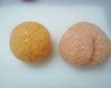 キャラ弁❈果物おにぎり♡みかん＆桃作り方1写真