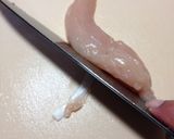 簡単ヘルシー ささ身の梅肉はさみ焼き作り方2写真
