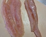 簡単ヘルシー ささ身の梅肉はさみ焼き作り方3写真