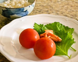 トマトとキムチで　氷（冷やし）茶漬け作り方1写真