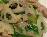 豚肉とレンコンの柚子胡椒炒め丼作り方4写真
