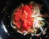 完熟トマトスープに茄子とハムのパスタ。作り方7写真