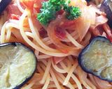 完熟トマトスープに茄子とハムのパスタ。作り方11写真