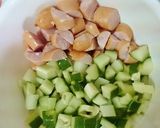 ウィンナーと胡瓜のコロコロ丼作り方1写真