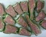 肉汁たっぷり！ピーマンの肉詰めパン粉焼作り方3写真