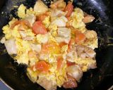 簡単★ふんわり卵とチキン&トマト炒め★作り方5写真