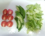 チキンソテーのせ、サラダごはん作り方1写真