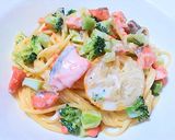 鮭とブロッコリーのレモンクリームパスタ作り方8写真