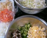 フライパンでチキンピラフ☆作り方1写真