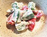 オクラとトマトのマヨおかか和え作り方4写真