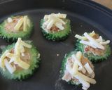 ゴーヤ(ピーマン）味噌バーグのチーズ焼き作り方5写真