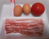 豚ばら肉とトマトと卵の３点炒め青葱のせ作り方1写真