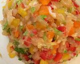夏野菜とクリームチーズの彩り冷し水餃子作り方3写真