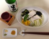 酒塩煮(ひらめ,長ねぎ,わかめ).純米酒作り方31写真