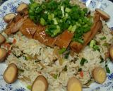 簡単ごぼう炒飯～炭火焼きチキン添え作り方5写真