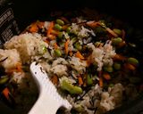 ひじき御飯にグリーン&オレンジカラー作り方3写真