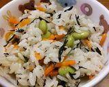 ひじき御飯にグリーン&オレンジカラー作り方4写真