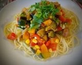 夏野菜のカレー風味スパゲティー作り方6写真