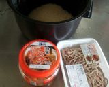 絶品!焼き肉のタレで♪キム肉のピラフ風♪作り方1写真