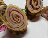 薄焼き玉子焼きにハムを可愛くロール巻き♪作り方4写真