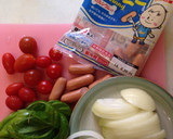 ☆皮なしウイニーで具だくさんピザ☆作り方1写真