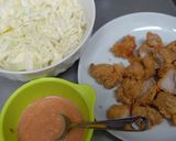 ５分で出来る♪唐揚げオーロラソース丼♪作り方1写真