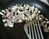 簡単！なすとひき肉の味噌炒め丼作り方3写真