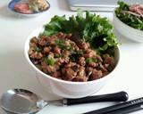 簡単！なすとひき肉の味噌炒め丼作り方5写真