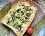 葱×ベーコン×塩昆布のカレー風味トースト作り方4写真