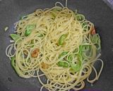 夏☆万願寺唐辛子と白身魚のオイルパスタ作り方4写真