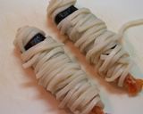 チーズ海老天うどん巻きミイラ作り方4写真