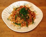 大豆とインゲンのトマトソーススパゲッティ作り方6写真