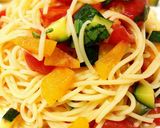 夏野菜のカラフル冷製パスタ作り方8写真
