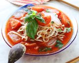 簡単◎真っ赤な冷たいトマト＆バジルうどん作り方2写真