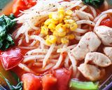簡単◎真っ赤な冷たいトマト＆バジルうどん作り方4写真