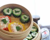簡単◎ゴーヤの鶏ネギ詰め＆レモン生姜蒸し作り方5写真