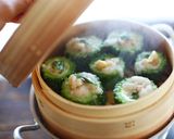 簡単◎ゴーヤの鶏ネギ詰め＆レモン生姜蒸し作り方7写真