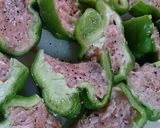 ヘルシー!減塩鶏胸ひきピーマン肉詰め揚げ作り方3写真