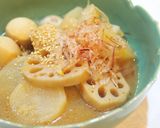 大根こんにゃくレンコン里芋の味噌煮付け作り方5写真