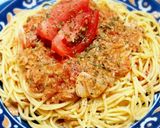 ツナ缶で簡単！ガーリックトマトパスタ作り方8写真