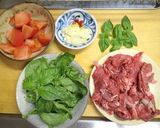 バジルトマト炒め牛丼作り方2写真