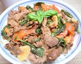 バジルトマト炒め牛丼作り方7写真