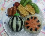 夏のキャラ弁✾すいか弁当part2✾作り方6写真