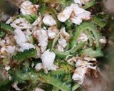 簡単、ゴーヤと鶏ささみの塩わさび和え作り方2写真