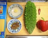 夏だからゴーヤとパプリカのパスタ作り方1写真